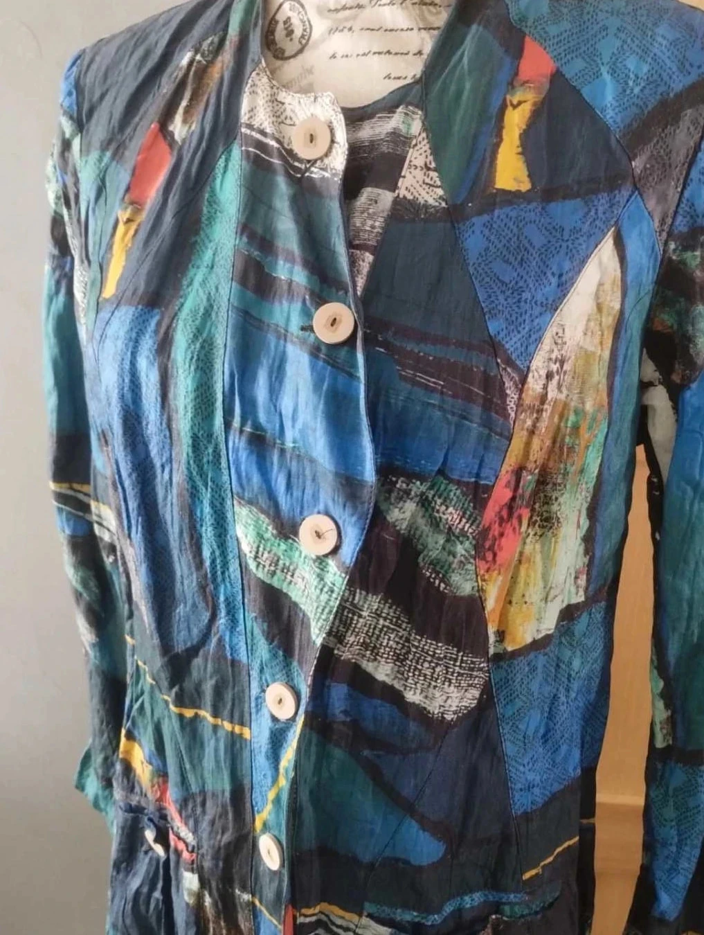 Colorful women's trench coat, Aventures Des Toiles size 42 – photo 3